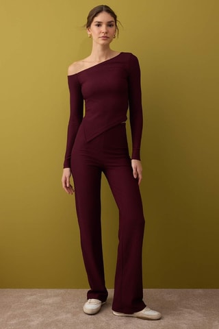 Top e pantaloni a vita alta - Bordeaux