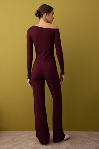 Top e pantaloni a vita alta - Bordeaux