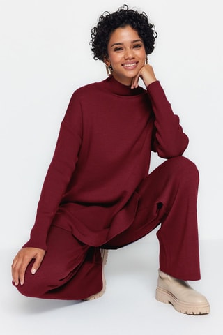 Maglia e pantaloni wide legs - Bordeaux