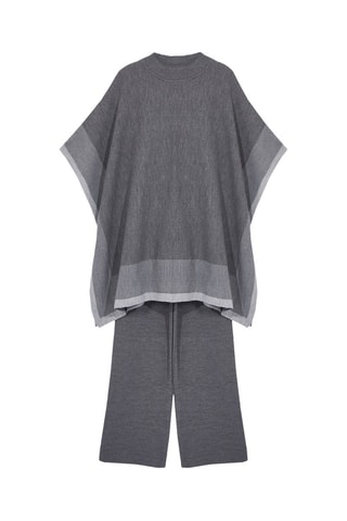 Poncho e pantaloni relaxed - Grigio