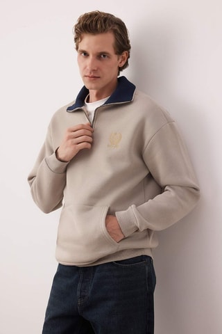 Felpa oversize - Beige e blu