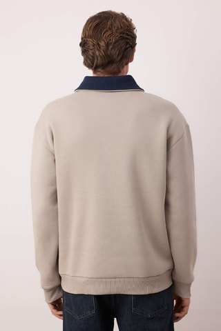 Felpa oversize - Beige e blu