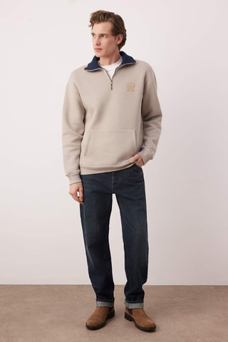 Felpa oversize - Beige e blu