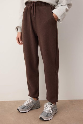 Pantaloni sportivi a vita alta - Marrone chiaro