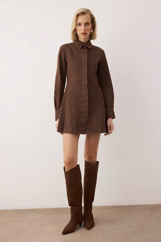 Abito a camicia in jeans - Marrone