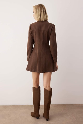 Abito a camicia in jeans - Marrone