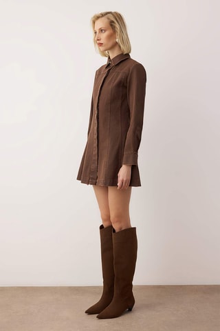 Abito a camicia in jeans - Marrone