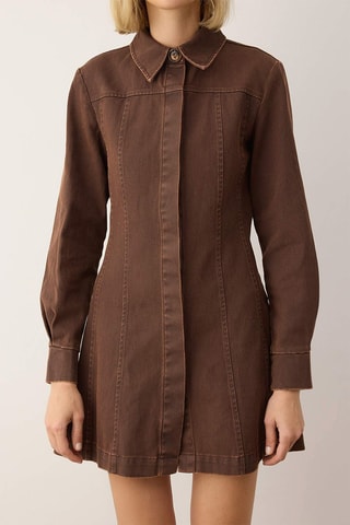 Abito a camicia in jeans - Marrone