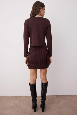 Abito taglio dritto e cardigan - Marrone