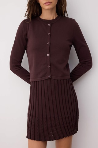 Abito taglio dritto e cardigan - Marrone