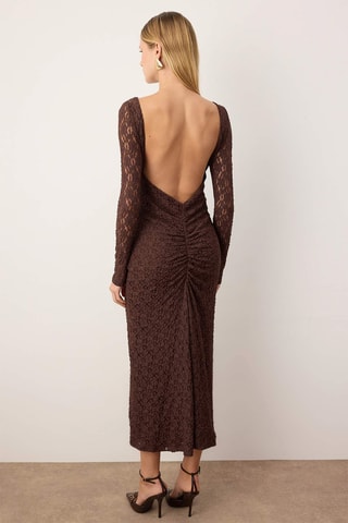 Abito a tubino in pizzo - Marrone scuro