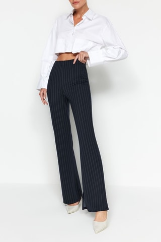 Pantalon flare - Noir, blanc et bleu