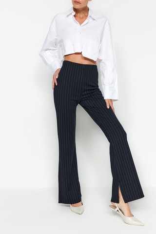 Pantalon flare - Noir, blanc et bleu