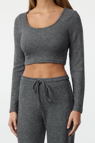 Crop top e pantaloni wide legs - Grigio