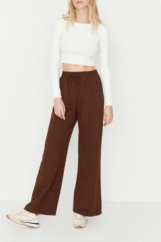 Pantalon wide legs haute - Marron