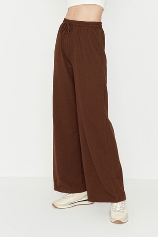 Pantalon wide legs haute - Marron