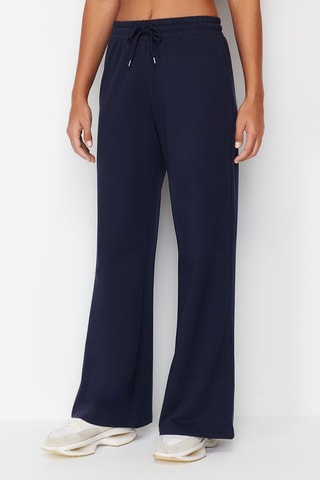 Pantaloni wide legs a vita alta - Blu