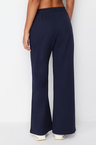 Pantaloni wide legs a vita alta - Blu