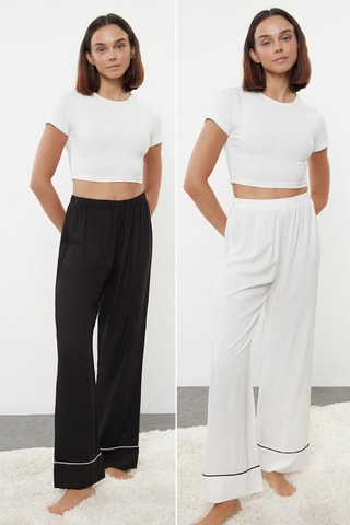 2 pantaloni pigiama ed ecrù - Bianco e nero