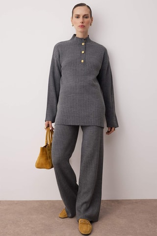 Maglia e pantaloni wide legs - Grigio