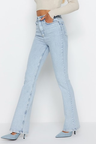 Jean wide legs taille haute - Bleu