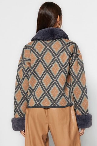 Cardigan - Arancione, beige e grigio