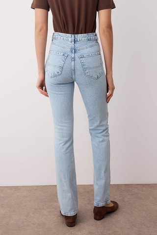 Jean droit taille haute - Bleu