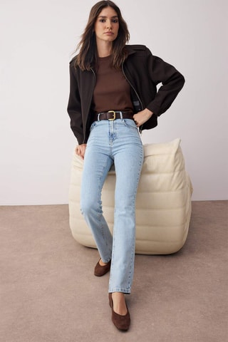 Jean droit taille haute - Bleu