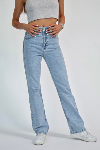 Jean droit taille haute - Bleu