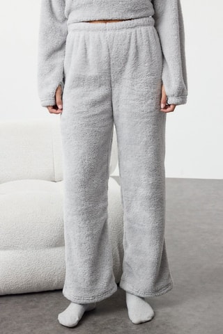 Pigiama con cappuccio in pile - Grigio