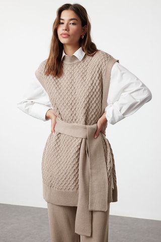 Maglia senza maniche e pantaloni - Beige