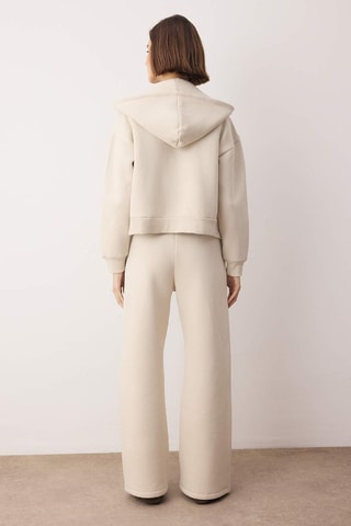 Felpa e pantaloni sportivi a vita alta - Beige e marrone