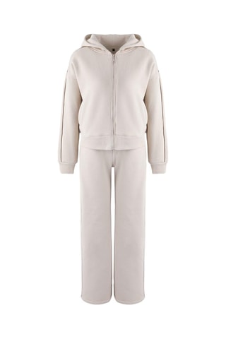 Felpa e pantaloni sportivi a vita alta - Beige e marrone