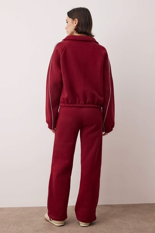 Felpa relaxed e pantaloni wide legs - Bordeaux