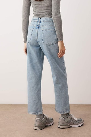 Jeans straight a vita alta - Blu