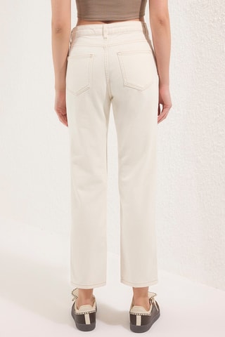 Jean droit taille haute - Blanc