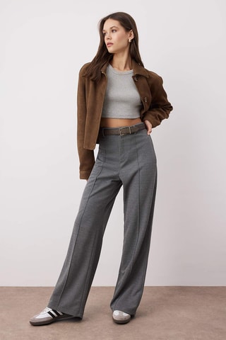 Pantalon droit taille haute - Anthracite