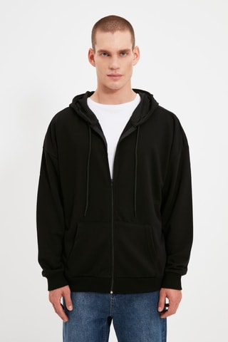 Felpa oversize con cappuccio - Nero