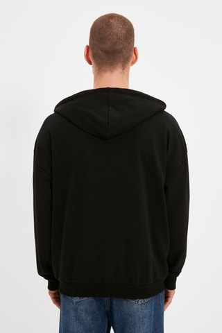 Felpa oversize con cappuccio - Nero