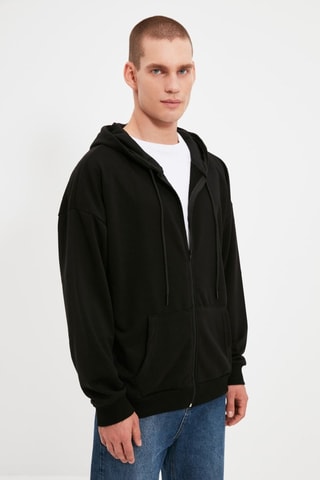 Felpa oversize con cappuccio - Nero