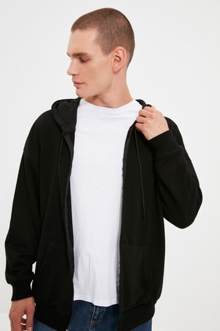 Felpa oversize con cappuccio - Nero