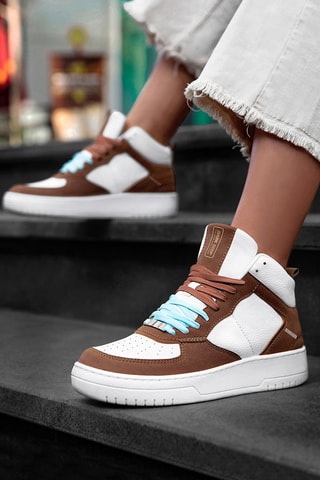 Sneakers alte Bianco e cammello - Bianco