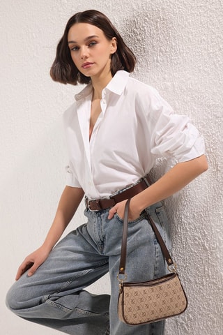 Borsa a spalla - Beige e marrone