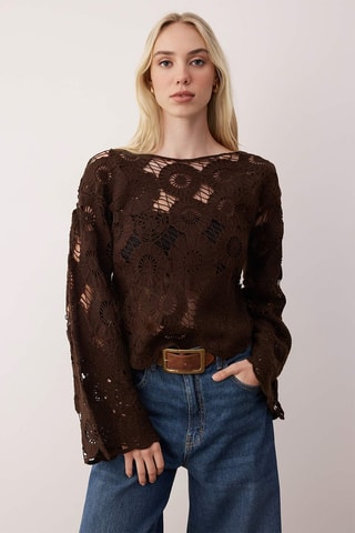 Top in pizzo - Marrone