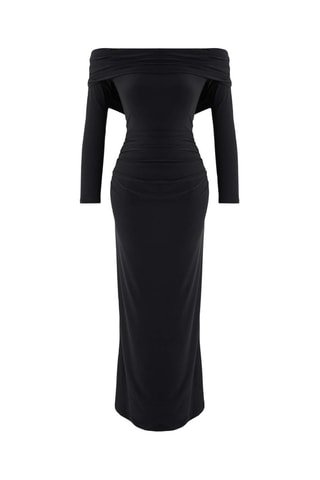 Abito lungo in velluto - Nero