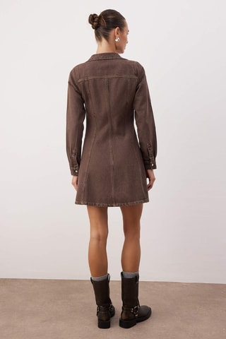 Abito a camicia in jeans - Marrone