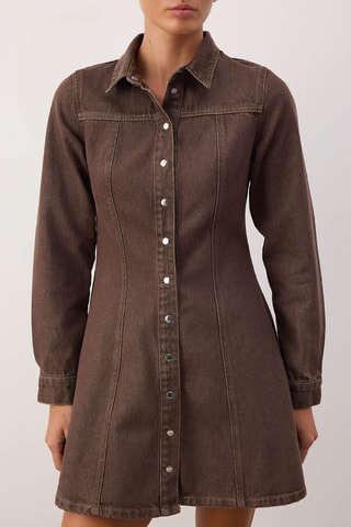 Abito a camicia in jeans - Marrone