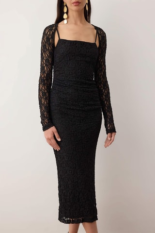 Abito a tubino in pizzo - Nero