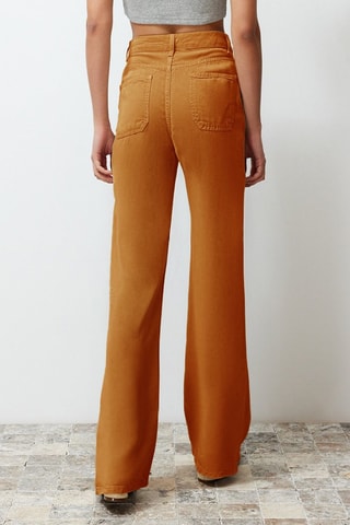 Pantalon wide legs taille haute - Marron