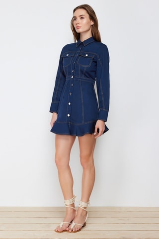 Abito a camicia in jeans - Blu